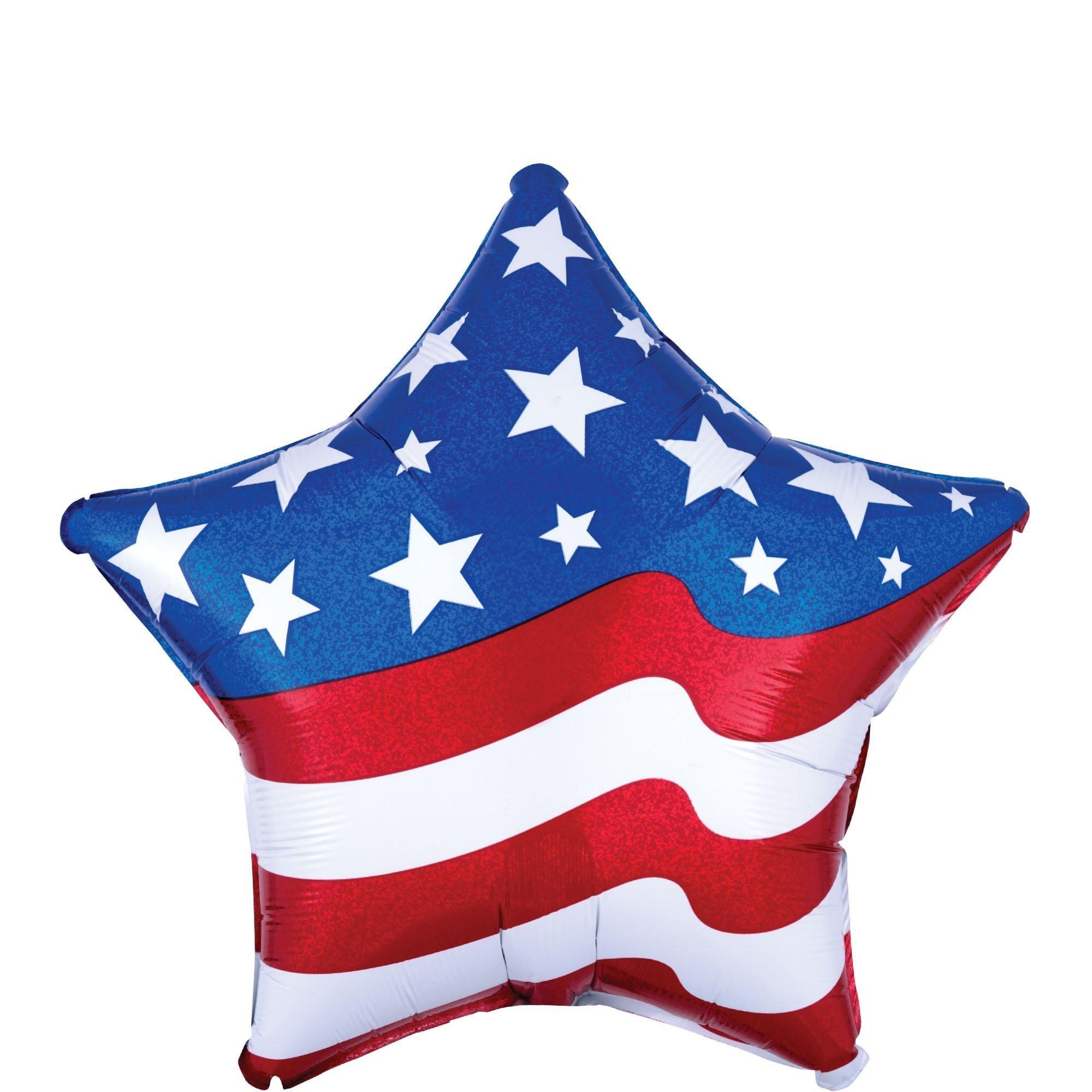 Premium American Flag Foil Balloon Bouquet with Balloon Weight, 13pc